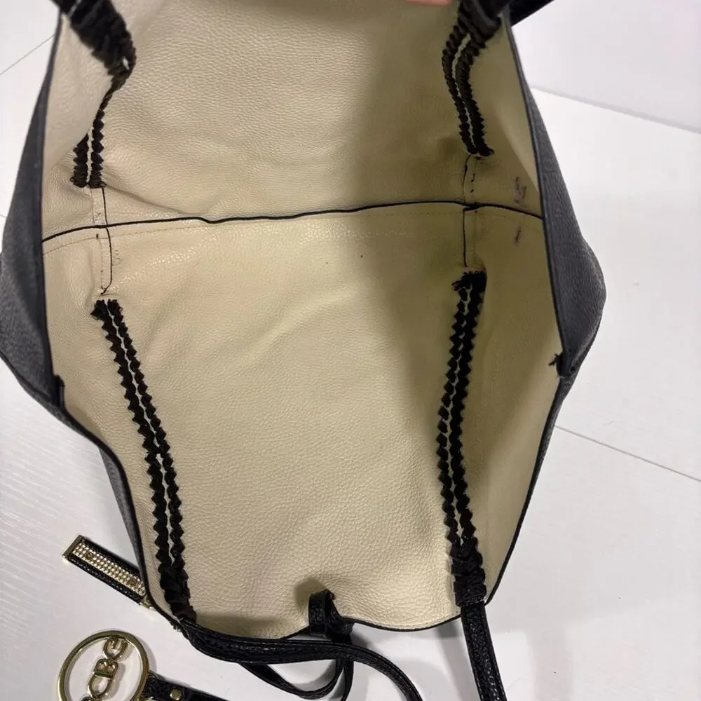 BCBG Chic Black Tote with Gold Chain Accents Bin10